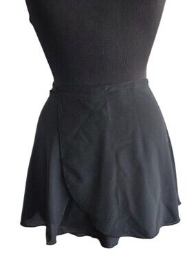 Stelle Balletcore Tie Wrap Around Mini Skirt Classic Black Skater Wrap Skirt